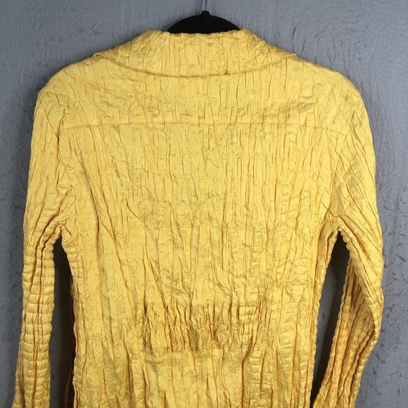 Flair Jacket Womens Medium Yellow Crinkle Accordion Art To Wear Bright Mod  NEW - Picture 14 of 15